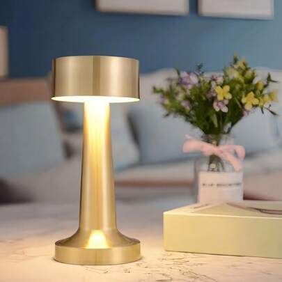 1个无线LED台灯，便携式可充电台灯，室内/室外灯，三色可调光触摸控制，适用于家庭、酒店、卧室、客厅、餐厅、庭院 - LED灯、夜灯、灯罩、照明、火焰、灯光、台灯、床头灯