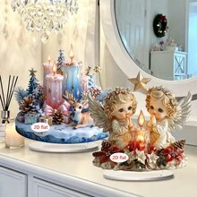 1 đồ trang trí bàn Giáng sinh, nai sừng tấm và nến, thiết kế thiên thần chúc phúc - Đồ trang trí nhà đa năng Giáng sinh, quà tặng tiệc Giáng sinh - Nhiều màu - Xem 11