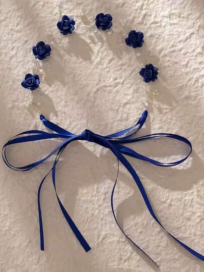 1pc Vintage Colorful Soft Clay Flower Bridal Headband, Elegant Handmade Pearl Hair Hoop Accessory For Wedding Dress