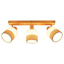 GBLY Ceiling Spotlight 3-Light Wooden Ceiling Light Vintage E14 Lamp Kitchen Fabric Shade Retro Swivel 350° Ceiling Spotlight Max. 25W Hallway Halloween Bedroom Living Room Without Bulb - 3 頭 - 查看 10