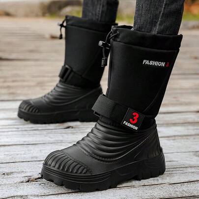 Men's Snow Boots 2025 Winter Snow High-Top Thick Warm Plush Lining Winter Shoes Fur One-Piece Plus Size Boots