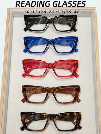 3副/5副装 PC（聚碳酸酯）女士老花镜 猫眼框 Y2K 休闲日常时尚配饰，适合阅读和使用手机