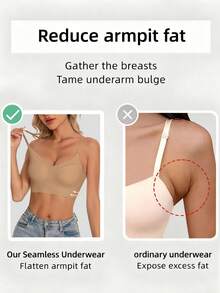 Women's Seamless Backless Bra, Backless Design, Sexy Summer Bra, Bridal Bra, Comes With 3 Adjustable Shoulder Straps, Comfortable & Breathable, Suitable For Weddings, Formal Occasions, Pairing With Camisoles - Maroon - View 5