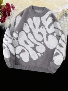 1 Stück Teenager Jungen Lässig Komfortabler Weicher Gestrickter Pullover, Farbblockdesign, Langarm, Geeignet für Zuhause, Pendeln, Schule, Outdoor-Aktivitäten, Party, Streetwear, Winter - Grau - Übersicht 9