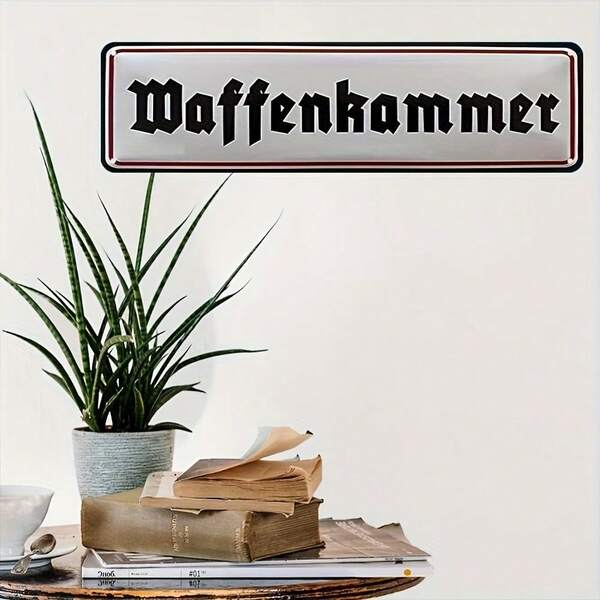 Vintage German Waffenkammer Aluminum Sign - Retro Home Wall Decor, Perfect For Halloween, Christmas & Oktoberfest Gifts, Easy Hang 4x16 Inches.
