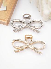 1pc Fashionable Extra Large Rhinestone Bow Hair Claw Clip, Suitable For Wearing, Can Be Given As A Gift Elegant Hair Accessories Elegant Hair Clips Winter Hair Clutch