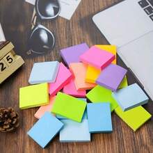 300Pcs Colorful Fluorescent Wood Sticky Notes - Perfect For Highlighting Class Key Points, Office Reminders & Word Learning - Multicolor - View 10