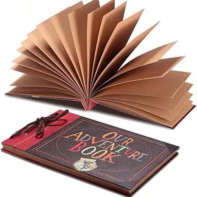 Libro de aventuras hecho a mano adecuado para fotos, recuerdos de viaje, caja de regalo.