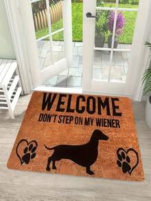 1pc New Dachshund Welcome Doormat, Suitable For Living Room, Bedroom, Indoor - Machine Washable - Flannel Material, Soft Wrapped, Skin-Friendly, No Pilling, Slightly Water-Resistant Easy Care, Odorless - Ideal For Home Decor, Room Decoration