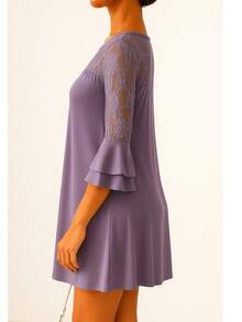 Blusón con Encaje y Manga 3/4 Tandera - Púrpura malva - Ver 2