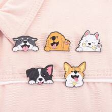 4pcs/Set Cute Animal Brooches, Versatile Dog Corgi, Cat, Husky Metal Badges In Korean/Japanese Style