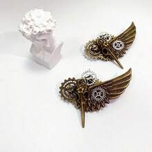 Halloween Steampunk Wings Bird Bone Gear Brooch Gothic Special Pin Accessory Performance Decoration - Bronze - View 3