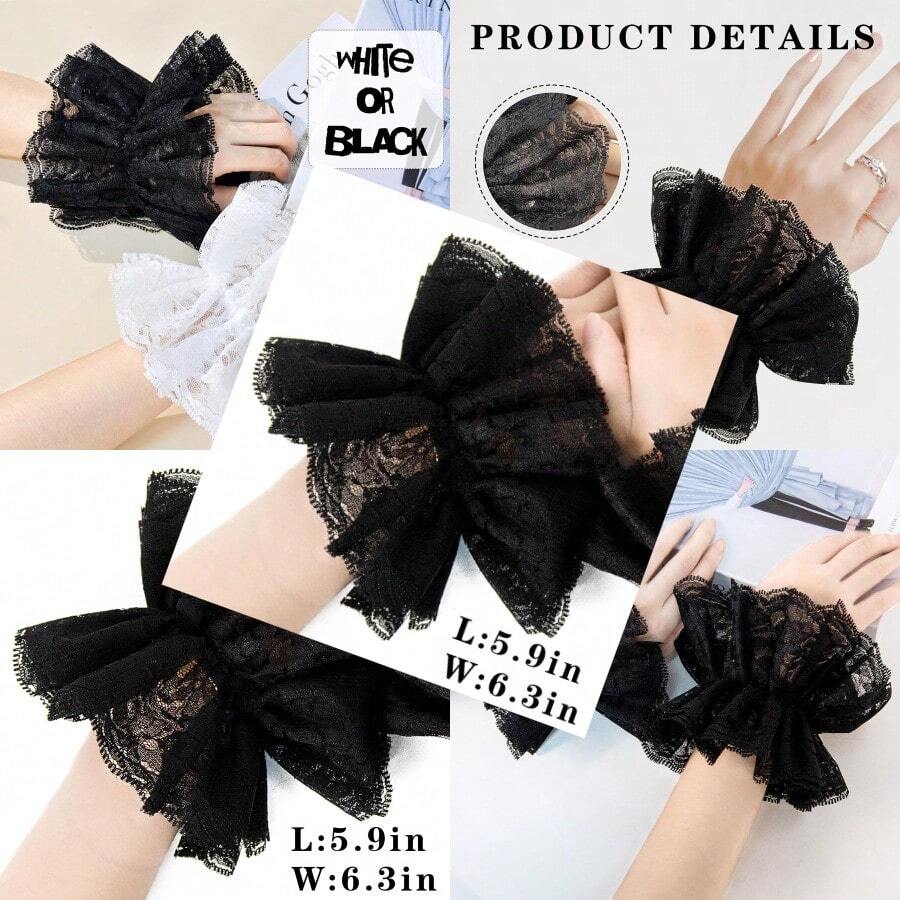 Lace Gloves Clown Accessories For Women Lace Fingerless Gloves Clown Costume For Halloween Wedding Party