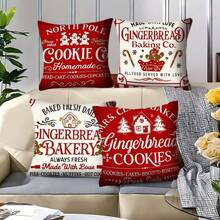 4 pièces Housses de coussin de Noël, 45 x 45 cm, avec fermeture éclair, design de Noël vintage, décoration de vacances de style ferme, convient pour le porche, le patio, le canapé, le sofa, le salon - (Inserts non inclus), Décoration de Noël