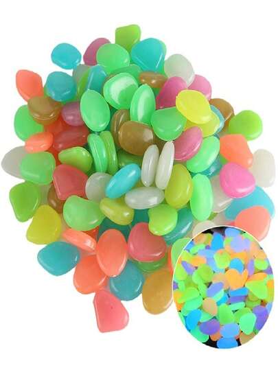 1 Bag (100 Pcs) Shiny Stone Glow-In-The-Dark Pebbles - Aquarium Decor & Luminous Garden StonesGlow Stones For Fairy Gardens, Fish Tanks & Nighttime DecorSolar-Powered Luminous Pebbles - Perfect For DIY Crafts