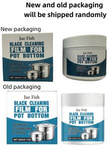 1 pieza Crema limpiadora negra para la parte inferior de ollas y sartenes Jue Fish, elimina las manchas negras, restaura el brillo de los utensilios de cocina, disuelve la grasa