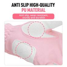 女士超细纤维布 PU 皮革高尔夫手套，透气网眼，防滑，撞色设计 - 粉色 - 查看 4