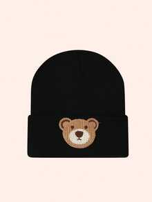 1pc Cute Bear Baby Hat, Knitted Cap For Toddler Boys Girls, Warm Beanie For Outdoor, Everyday Wear In Autumn/Winter - Fluorescent Hat-bear Head No. 1 - View 11