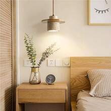 Japanese E27 Pendant Natural Travertine Droplight Hanging Chandelier Dining Table Kitchen Aisle Restaurant Bar ClubWalnut - Madera cruda - Ver 4