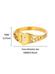 1 PC Vintage Hollow Heart Initial Letter Rings For Women Gold Color Stainless Steel A-Z Letter Ring Elegant Wedding Jewelry Gift - Gold - View 20