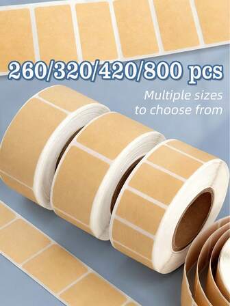 1 卷空白牛皮纸贴纸，4 种尺寸可选：800/420/320/260 片哑光自粘 DIY 装饰标签，适用于卡片、信封、奶酪、圣诞节、新年、情人节派对装饰 - 无文字，PVC 贴纸密封