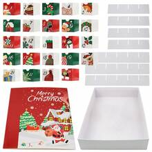 1Set Christmas Advent Calendar Boxes 24 Days Advent Countdown Gift Boxes Christmas Cardboard Number Empty Boxes Xmas Holiday Decoration For Fill Your Own Gift Box - Multicolor - View 7