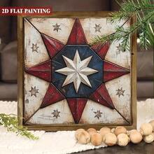 MK2D Flat, 1 Piece Vintage Barn Starburst Quilt Striped Wooden Sign - Patriotic Red And Blue Farmhouse Wall Hanging Decoration, 8.0x 8.0inch Rustic  Wood Carving For Bedroom, Barn, Garage, Office - Independence Day And Christmas Gift, No Electricity Required, Western Home Decor, Holiday Ornament, 2D Flat - 20*20CM - Xem 7