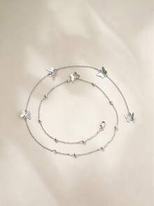 1pc Sexy Metallic Butterfly Back Chain Necklace - Elegant Body Jewelry, Suitable For Evening Parties And Beach Vacations