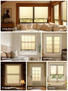 1pc Strong Self Adhesive Pleated Sunshade Blind With 2 Clips, Adjustable Room Darkening Window Blind, Roll Up & Pull Down Design, Suitable For Windows, French Doors, Living Room, Kitchen, Bathroom, Office, Sunshade For Summer, Windproof And Warm For Winter, Gifts Birthday Graduation