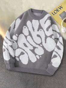 1 Stück Teenager Jungen Lässig Komfortabler Weicher Gestrickter Pullover, Farbblockdesign, Langarm, Geeignet für Zuhause, Pendeln, Schule, Outdoor-Aktivitäten, Party, Streetwear, Winter - Grau - Übersicht 8
