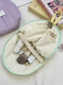 1 buc. Geantă de depozitare minimalistă, matlasată, în formă de coajă moale, culoare solidă, geantă de depozitare portabilă, multifuncțională, cu capacitate mare, pentru călătorii, geantă de mână pentru femei, geantă de căptușeală, geantă de depozitare pentru lenjerie intimă, geantă mică pentru cosmetice, geantă de machiaj, geantă de depozitare pentru îngrijirea pielii, geantă de depozitare pentru absorbante igienice, depozitare pentru prosoape, geantă de depozitare pentru bagaje, articole de călătorie, articole de zi cu zi, cadouri de ziua de naștere, cadouri de Crăciun