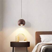 Rustic Industrial Indoor Hanging Lamp Mid Modern Farmhouse Wood Grain Pendant Small Chandelier E2627 Base Kitchen Island Bedroom Dining Room TableLog - Nuez - Ver 5