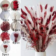 17inch 1bunch Boho Pastel Dried Flowers Bouquet A/B Styles Artificial Flowers Pampas Grass Decor Wedding Decorations Flower Bouquet Home Decor Bedroom Decor Christmas Decorations DIY Floral Arrangement Party Table Centerpiece Housewarming Gift For Couples Friends