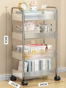 A Transparent 2/3/4/5-Layer Wheeled And Armrest-Equipped Small Trolley, Capable Of Multi-Level Storage And Organization Of Household Items And Miscellaneous Items Such As Snacks And Small Notebooks - Multicolor - View 15
