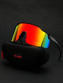 015068863-0003-YG90562 1pc Men's Tie-Dye Printed 12-Layer Vacuum Electroplated Sports Glasses, Lightweight & Multi-Color, Suitable For Cycling & Outdoor, TR90 Silicone Non-Slip Nose Pads, Flexible TPU Temples - Multicolor - View 9