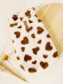 PETSIN Autumn/Winter Jacket With Faux Rabbit Fur, Heart Pattern, D-Ring Leash, Double-Layer Thick Warm Design - Mocha Brown - View 1