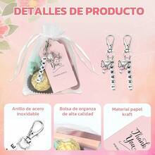 Llaveros de Ángel, Colgante de Angel, Llavero de Angel con  Bolsas Regalo de Organza y Etiquetas de Agradecimiento, Regalo Detalles para Invitados de Boda, Cumpleaños, Fiesta, Bautizos , - Rosa - Ver 4