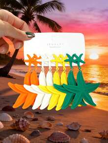 4 Paar bunte Blatt-Anhänger Ohrringe, geeignet für den täglichen Gebrauch