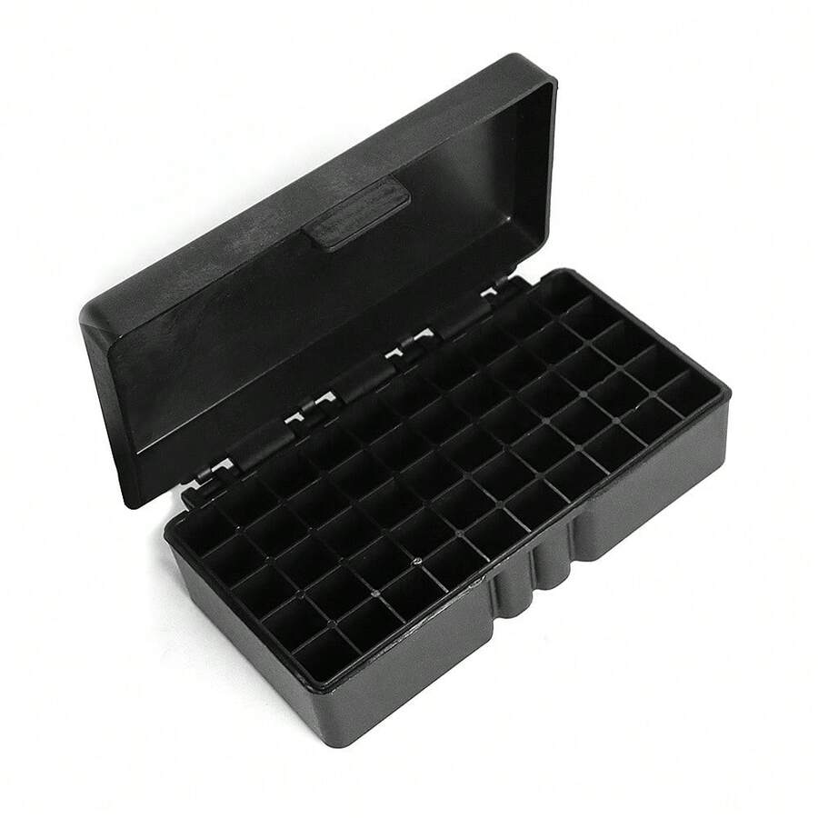 1PC 9mm 50 Round Ammo Storage Case Portable Outdoor Shooting Bullet Storage Box 9mm Submachine Case Universal Black Plastic Case Can Store