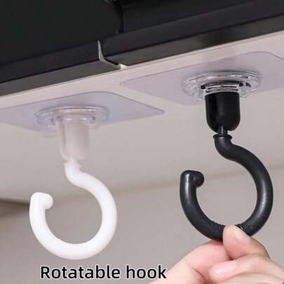 6件/12件浴室旋转吊顶挂钩，无需钻孔即可轻松安装，适用于浴室工具收纳、厨房整理、户外吊篮、厨房旋转挂钩、旋转挂钩