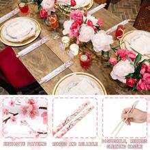 New 50 Pairs Cherry Blossom Chopsticks Bulk With Sleeved Blue Flower Disposable  Eucalyptus Chopsticks Wedding Favors Chinese Japanese Food Supply For Takeout Picnic Cherry