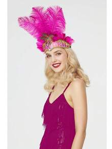 1 pieza Diadema de fascinador de Halloween con plumas, tocado de plumas y lentejuelas para mujer para carnaval, fiesta de disfraces, Cosplay, Vegas Showgirl, accesorios de Halloween, bufanda de invierno cálida, diademas para el cabello, bandanas de invierno, accesorios para el cabello de mujer