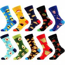 Men's Funny Novelty Crazy Pattern Dress Socks For Gifts - Blue/Red/Orange/Black/Multicolor Fruit and Food-12m - View 12