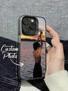 Customizable Matte Black Phone Case With Photo Printing, Compatible With Apple 17/16/15/14/13/12/11/Pro MAX/Pro/Plus, OPPO, Redmi, And Other Models. Personalized Phone Case With Birthday, Couple, Family, Pet And Dog Photos, Suitable As Christmas, Halloween, Valentine's Day, Mother's Day, Father's Day Gifts - Black - View 2