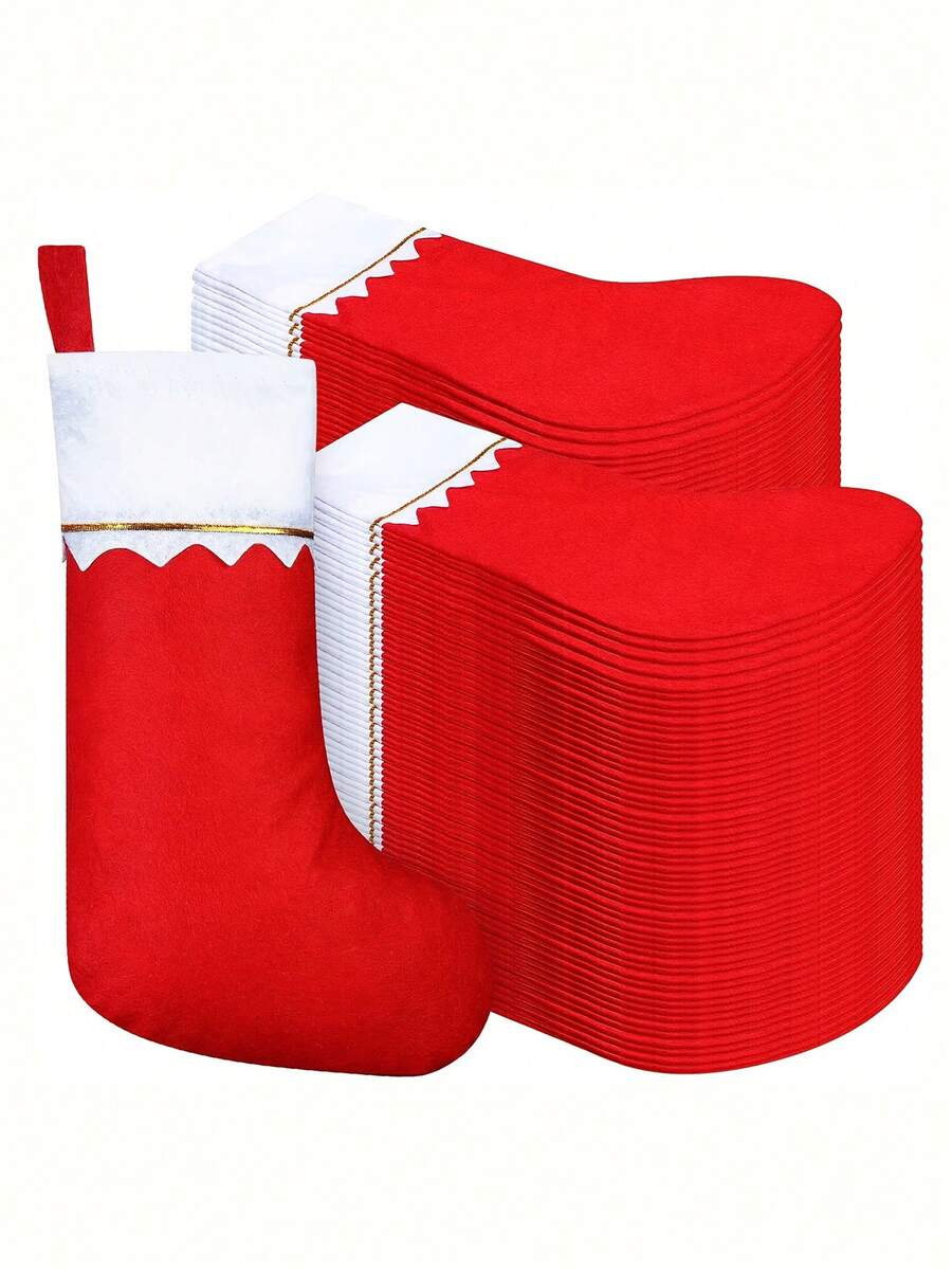 Christmas Stockings, Polyester Party Socks For Holiday Home Decor, Rustic Christmas Stocking Set For Christmas Decoration, No Feathers - Nylon & Polyester Material - Multicolor - View 1