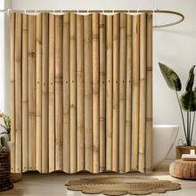 Elegant Bamboo Fence Shower Curtain - Waterproof & Anti-Fog, Includes Hooks, Machine Washable Polyester Bathroom DecorChristmas Decor