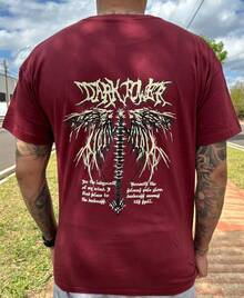 T-Shirt Men's Punk Streetwear Shirt 100% Cotton - 紫紅色 - 查看 4