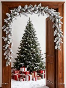 Christmas Snow Wreath 180cm, Artificial Pine Wreath With Snowy Finish Suitable For Tree Staircase Fireplace Festive Use - Green - View 2