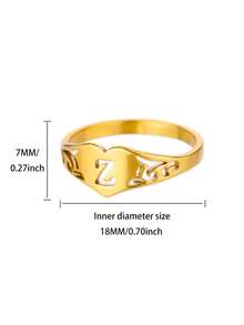 1 PC Vintage Hollow Heart Initial Letter Rings For Women Gold Color Stainless Steel A-Z Letter Ring Elegant Wedding Jewelry Gift - Gold - View 32