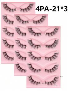 3 cutii (15 perechi) de gene false tip ochi de pisică, design 3D înaripat, naturale și pufoase, potrivite pentru purtare zilnică, întâlniri și călătorii